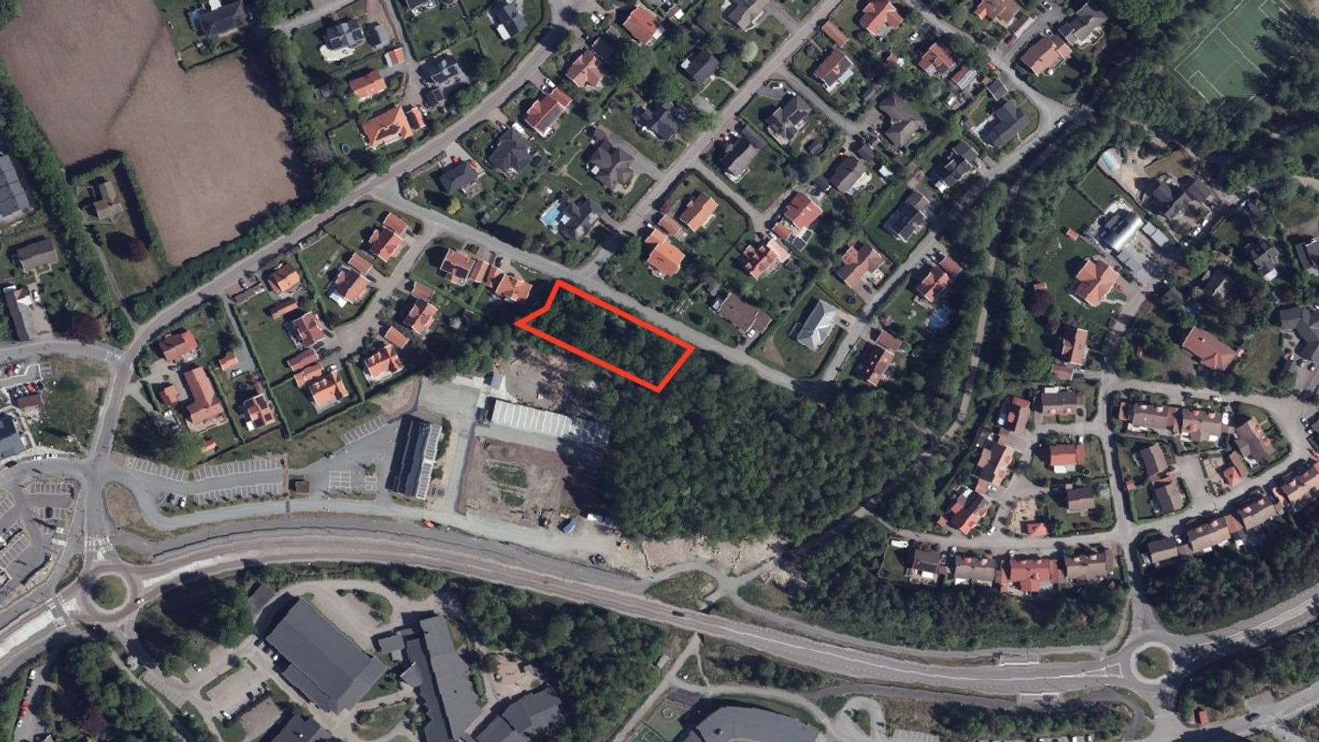 Ortofoto med en rektangel runt området Hägnekreken.