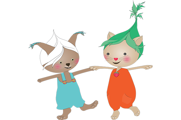 Bilden är en tecknad bild som föreställer Polly och Glutt.