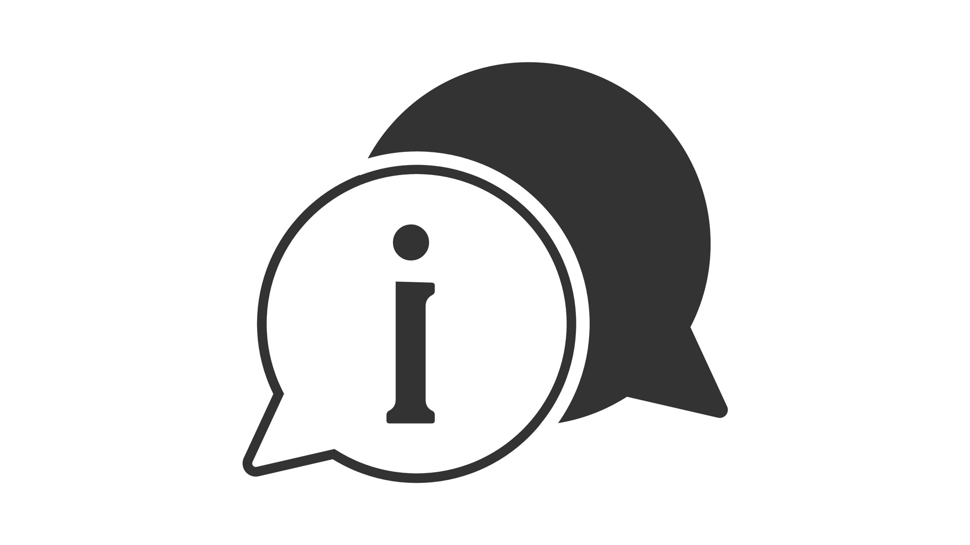 En pratbubbla med bokstaven i inuti. I ska läsas som "information".