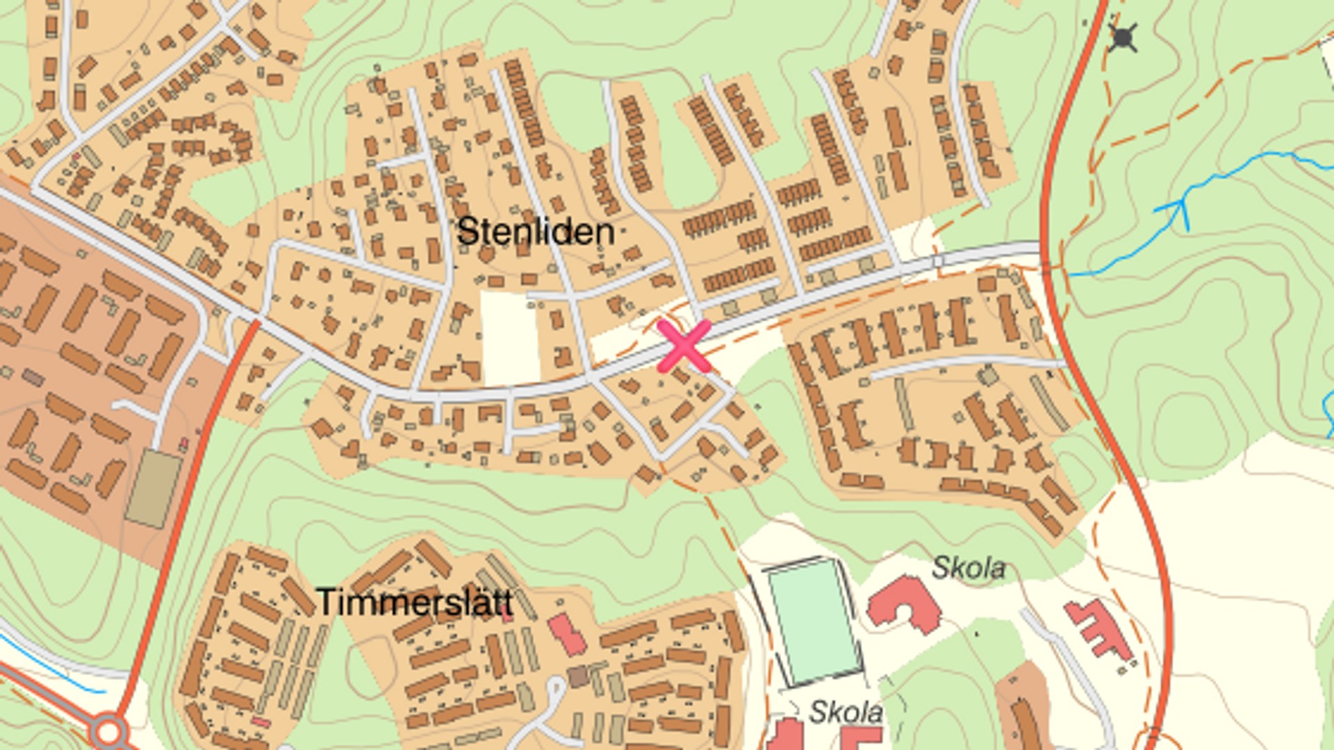 Karta över området som markerar avstängningsplatsen.
