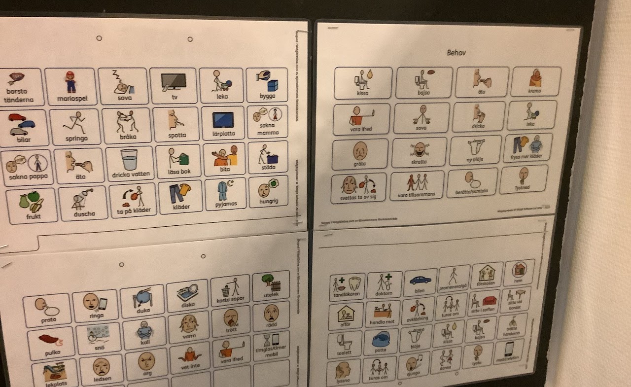 Bilden visar fyra ark med bild-stöd.