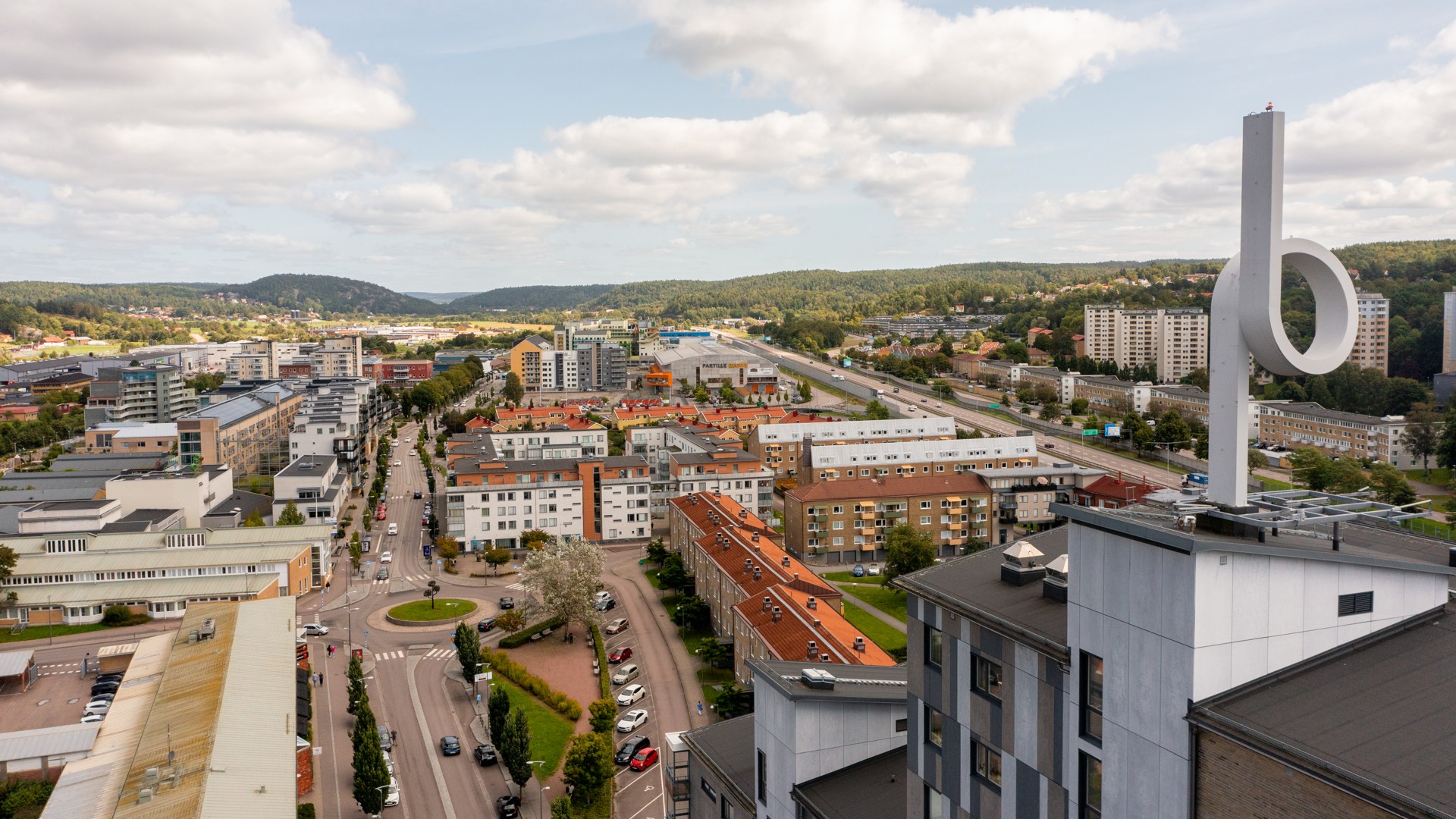 Bild som visar vy över Partille centrum