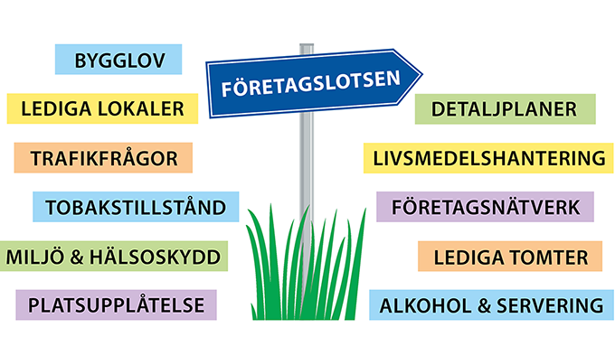 Bild på blå skylt som det står företagslotsen på med vita bokstäver.