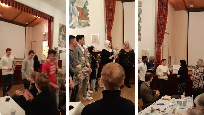 Premiering av årets UF-företag i Partille. Från vänster: Små möbler UF, UF-Teater och M3X Light UF.