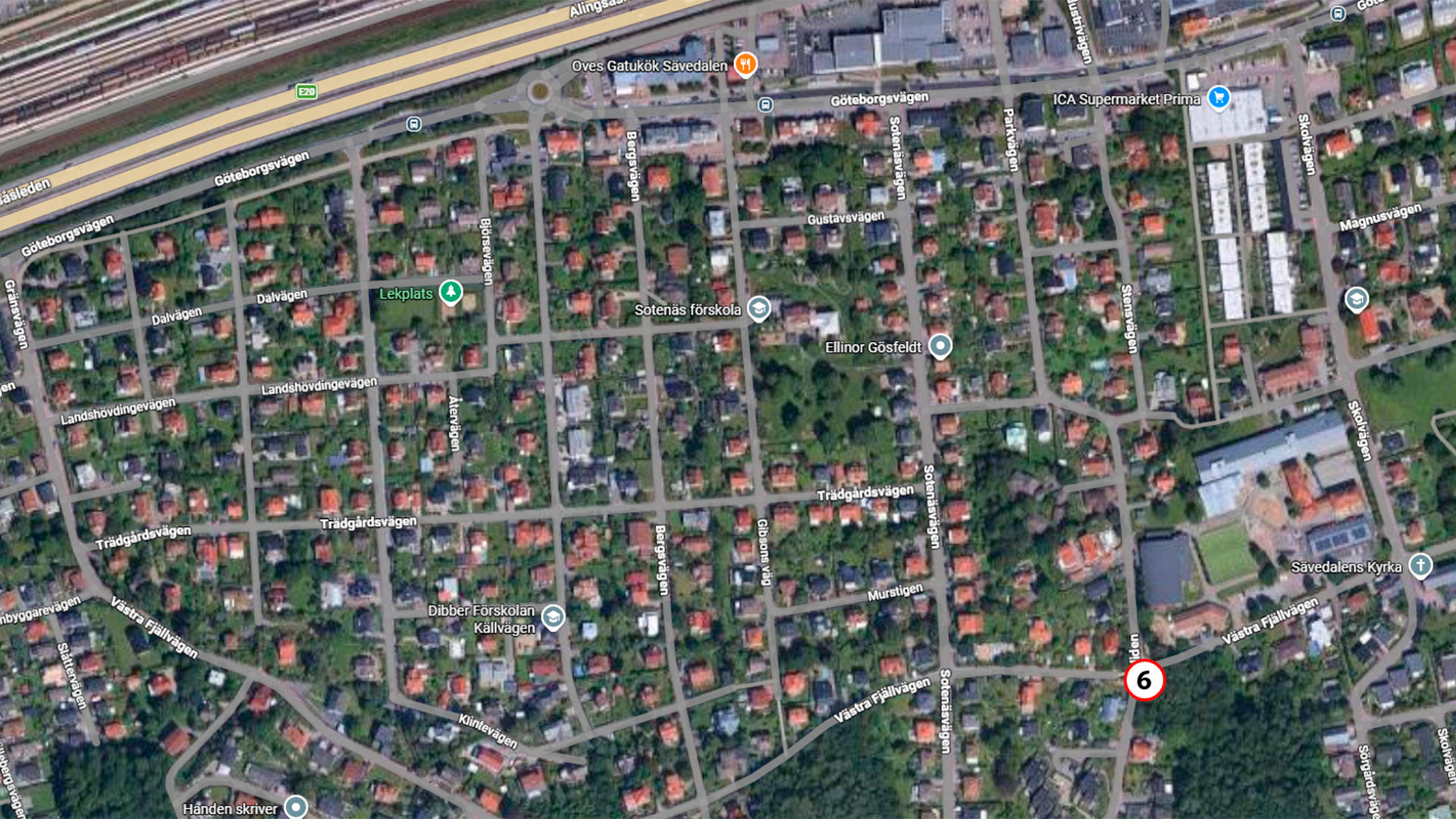 Kartan visar etapp 6 med siffra i cirkel.