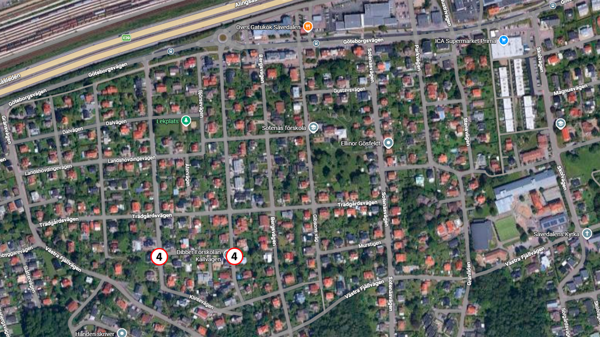 Kartan visar etapp 4 med siffror i cirklar.