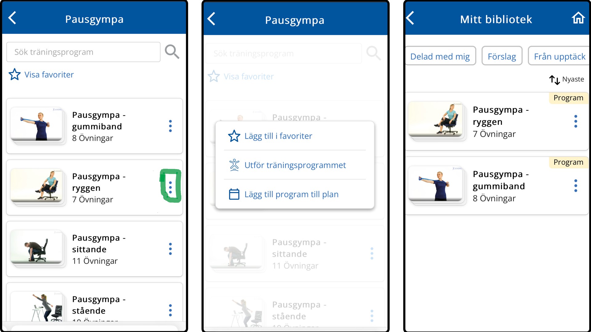 En skärmdump av en mobiltelefon som visar en skärmdump av en person som gör övningar.