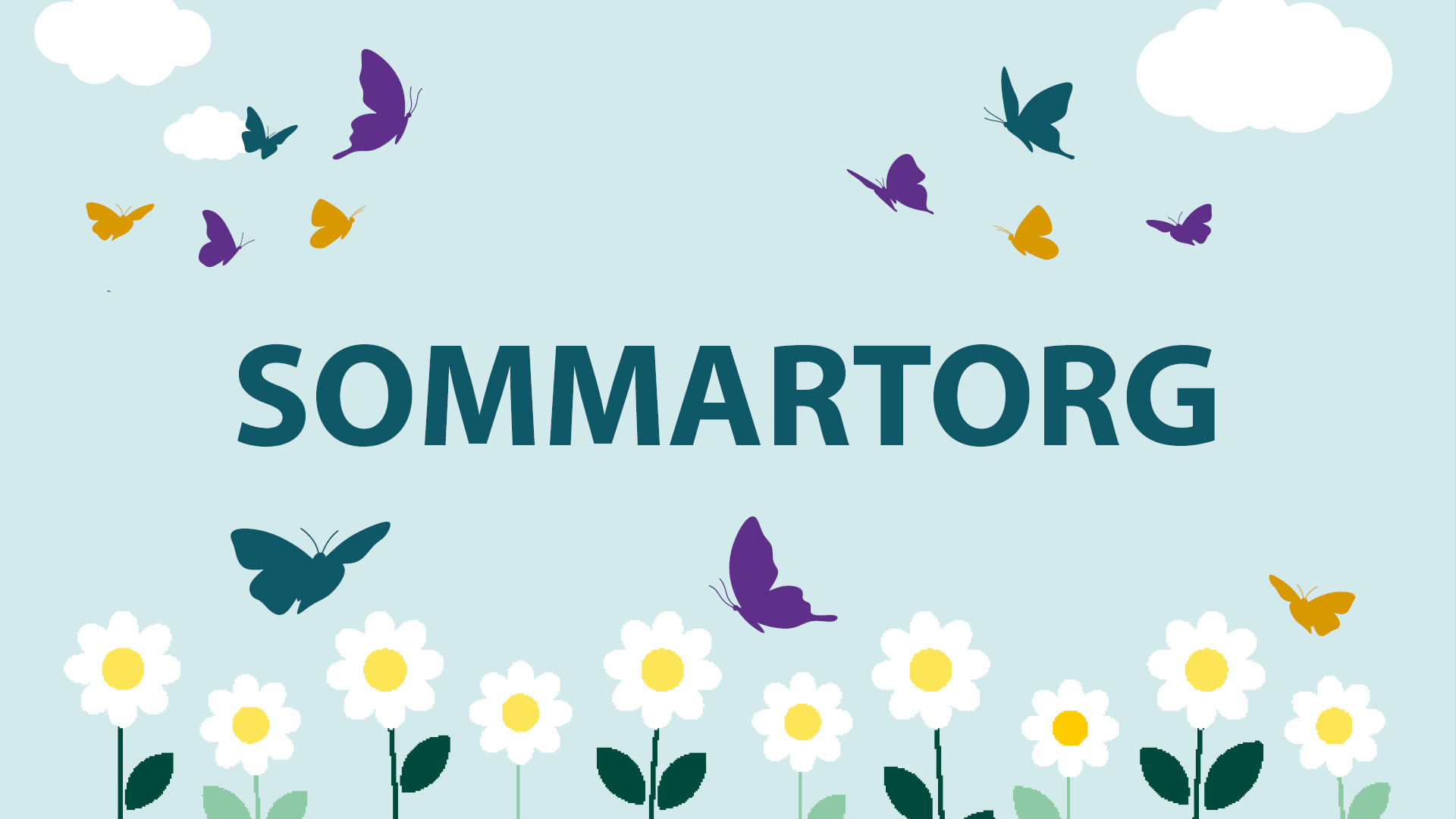 Bild som visar fjärilar, blommor och texten sommartorg