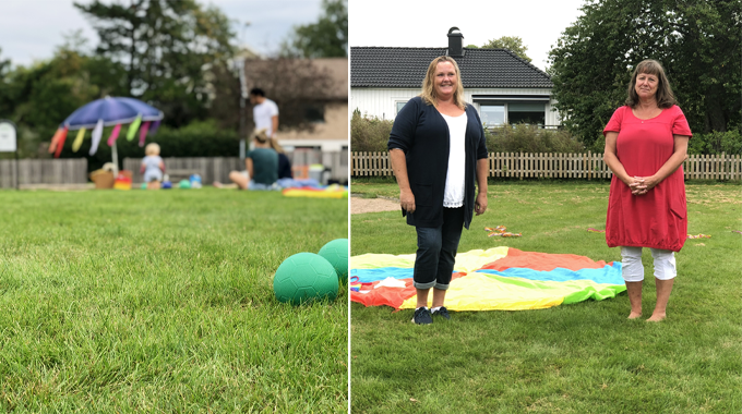 Bild som visar personal och aktiviteter på öppna förskolan. 