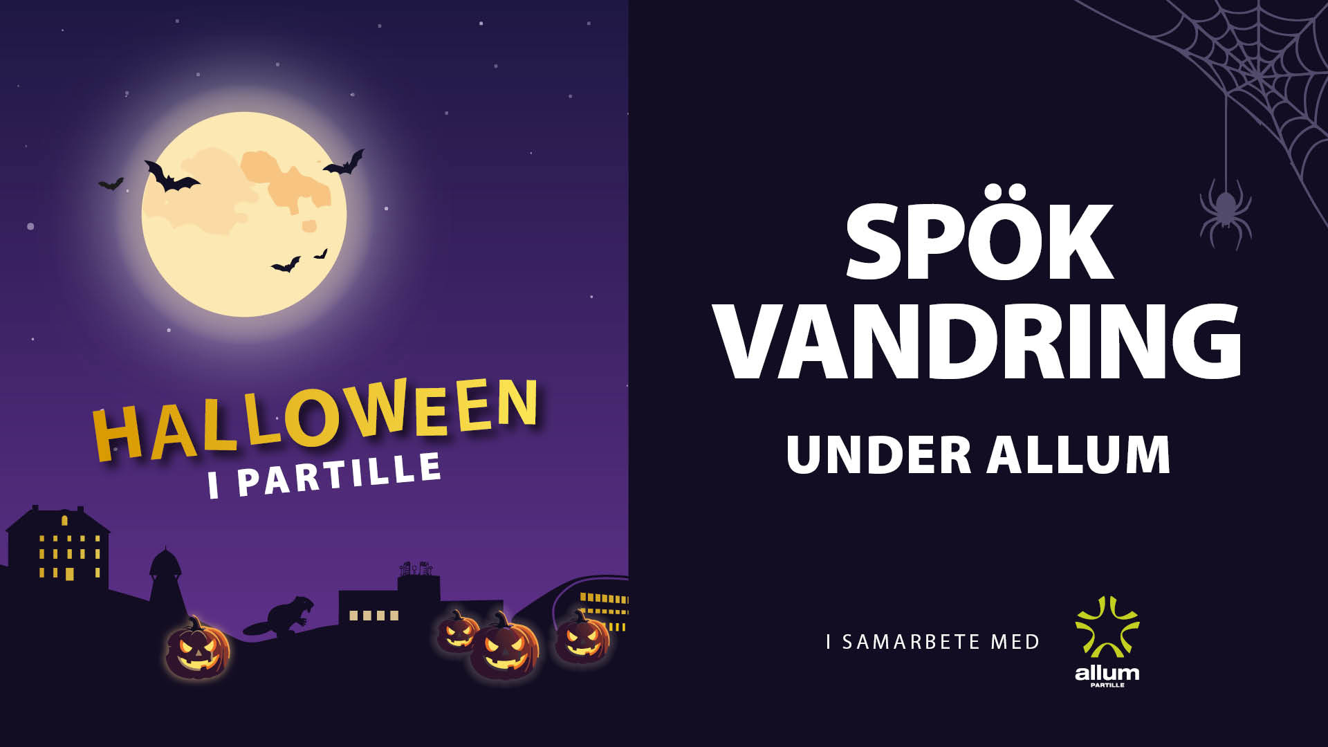 Halloweenbild med texten Spökvandring under Allum